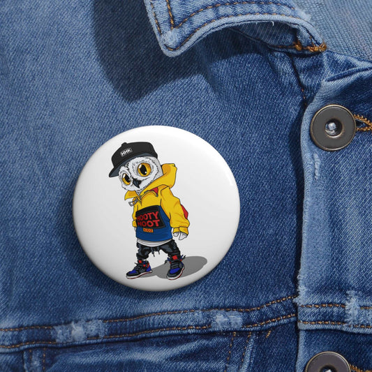 Male Owl Character Pin Buttons