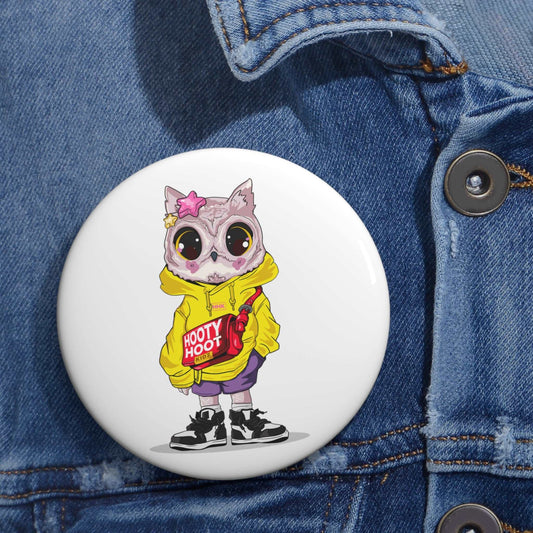 Female Owl Character Pin Buttons